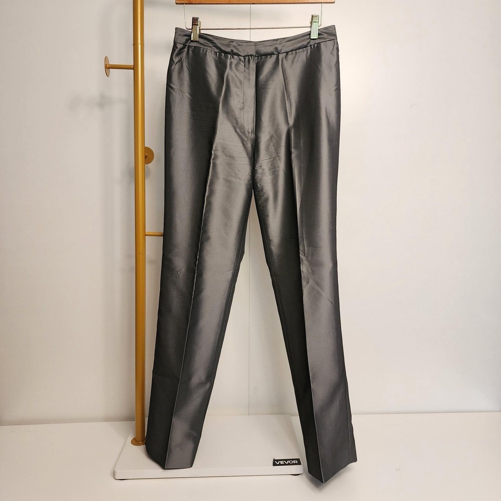 6 Metallic Silver Galactic Pants by Ann Taylor, Straight Leg Size 6